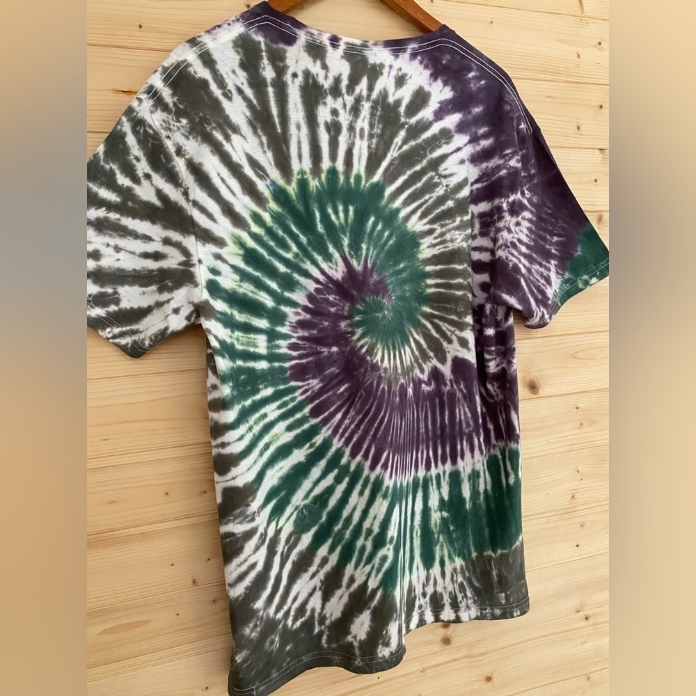 Camo NEW Unisex GILDAN Large Soft Style Tie-Dye Spiral Green Brown T-Shirt - Picture 6 of 10
